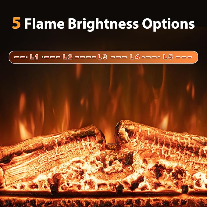 40 inch Wide Electric Fireplace, Wall Fireplace Electric with Remote Control, Realistic Log and Crackling Sound, Overheating Protection and Timer,750/1500W Black