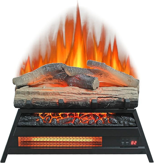 KUIKUI Electric Fireplace Insert 23inch, 1500W Electric Heater Fireplace, 3D Log Set Insert, Infrared Fireplace Heater for Indoor
