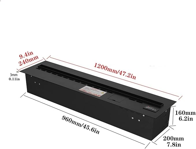 GLigeT Fireplace Stove Home Interior Embedded Electric Fireplace Real Flame Effect Fireplace with Remote, Metal Panel, Power Off Safety Protection, Black Electric Fireplace (Size : L 120cm)