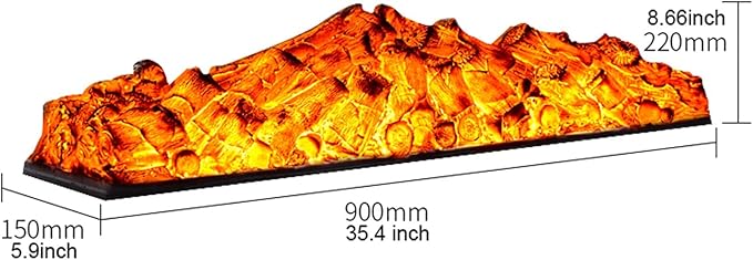 Electric Fireplace Electric Fireplace Logs, 35.4" Fireplace Insert Log Heater, Realistic Resin Charcoal Ember Bed, Elegant Fireplace Log Insert, Overheat Protection, 1500W Fireplace