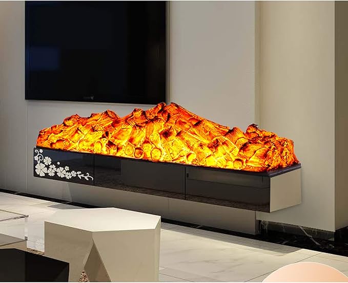 Electric Fireplace Electric Fireplace Logs, 35.4" Fireplace Insert Log Heater, Realistic Resin Charcoal Ember Bed, Elegant Fireplace Log Insert, Overheat Protection, 1500W Fireplace