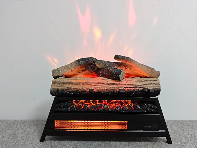KUIKUI Electric Fireplace Insert 23inch, 1500W Electric Heater Fireplace, 3D Log Set Insert, Infrared Fireplace Heater for Indoor