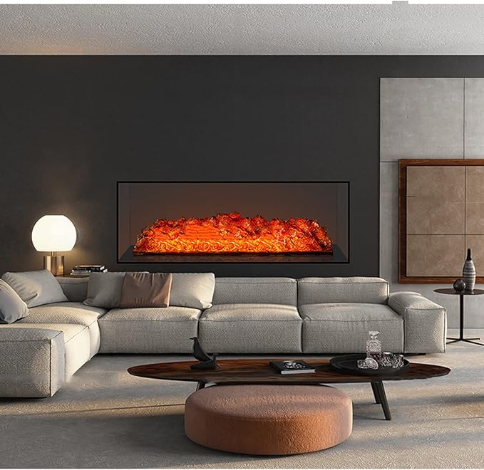 Electric Fireplace Electric Fireplace Logs, 35.4" Fireplace Insert Log Heater, Realistic Resin Charcoal Ember Bed, Elegant Fireplace Log Insert, Overheat Protection, 1500W Fireplace