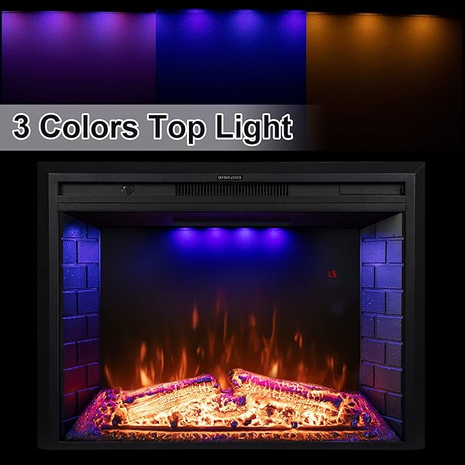 40 inch Wide Electric Fireplace, Wall Fireplace Electric with Remote Control, Realistic Log and Crackling Sound, Overheating Protection and Timer,750/1500W Black