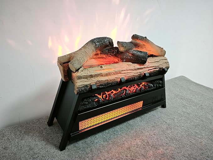 KUIKUI Electric Fireplace Insert 23inch, 1500W Electric Heater Fireplace, 3D Log Set Insert, Infrared Fireplace Heater for Indoor